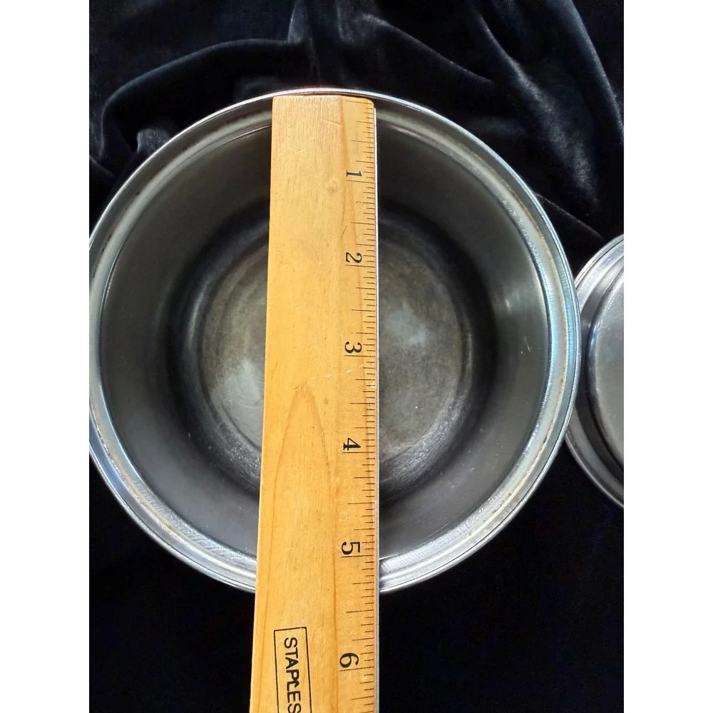 Vintage Eckoware Bottom‎ Saucepan Set 2pc Stainless Steel Pots with Lids
